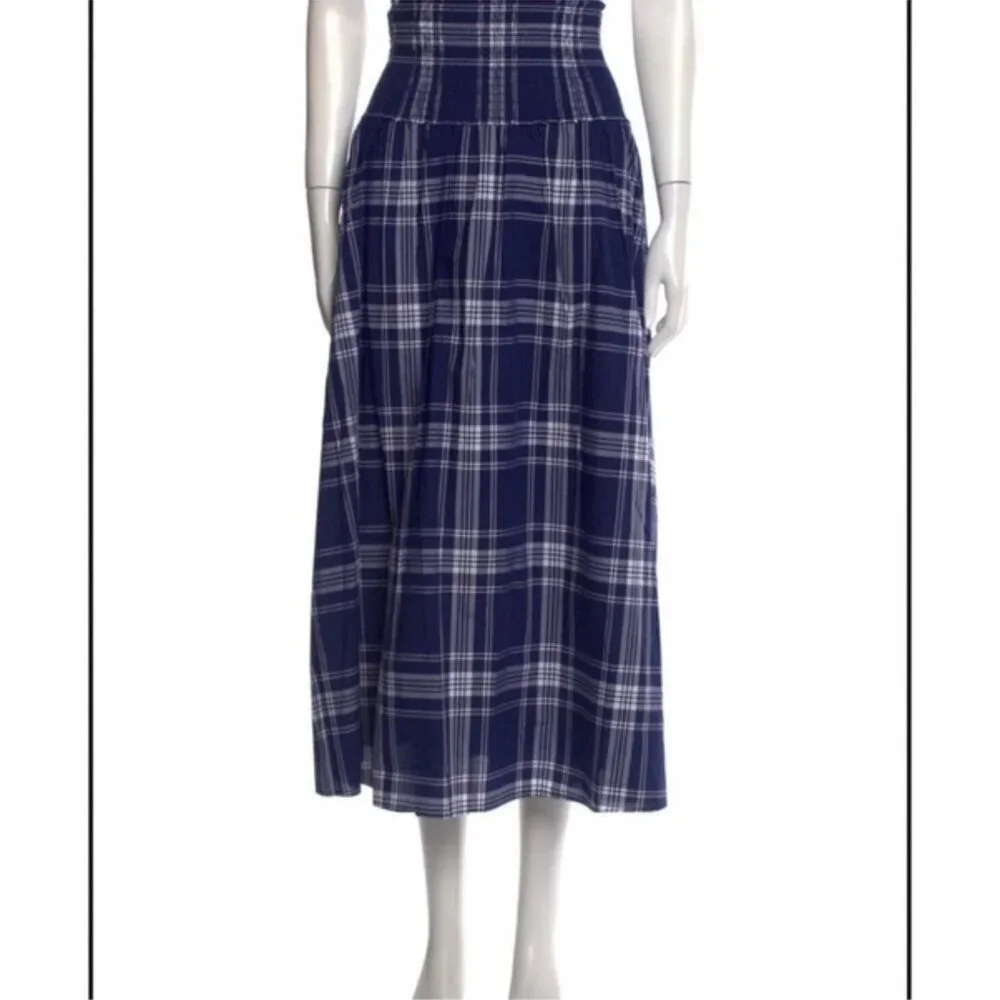 Hill House The Delphine Nap Skirt White and Blue Plaid – Size Small 1658 - Picture 3 of 10
